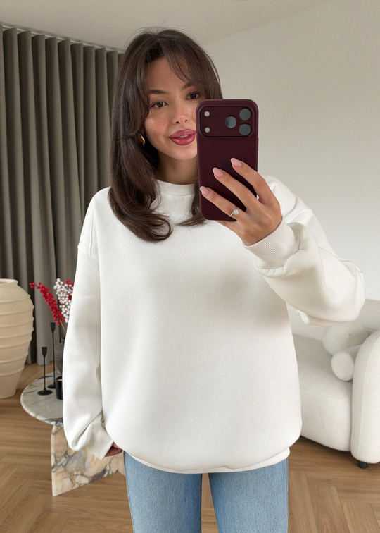 Şardonlu Basic Sweat BEYAZ