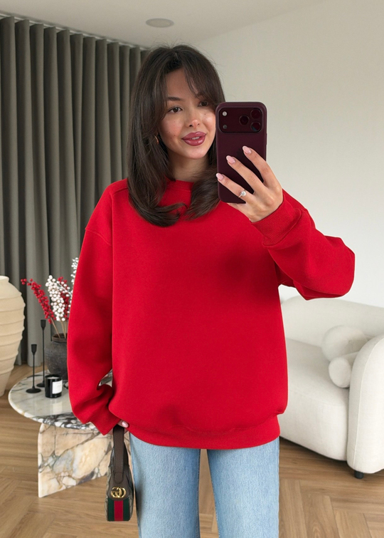 Şardonlu Basic Sweat KIRMIZI