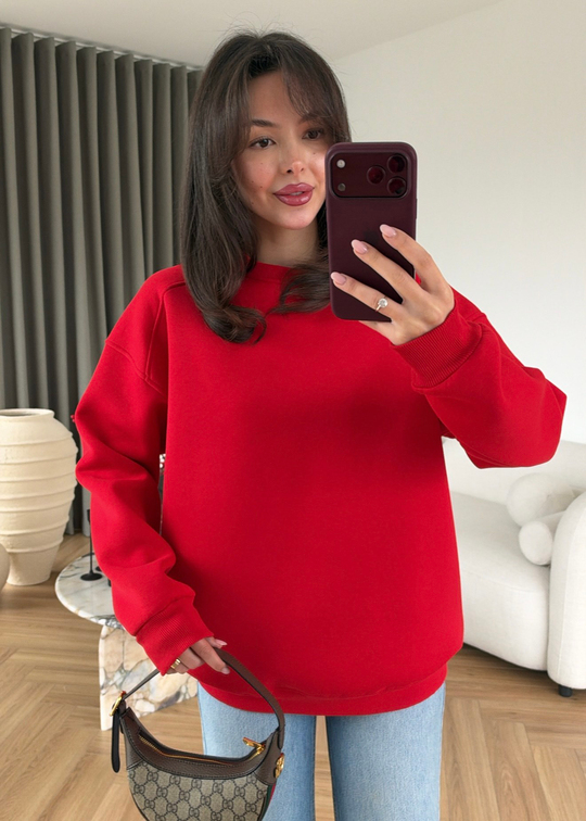 Şardonlu Basic Sweat KIRMIZI