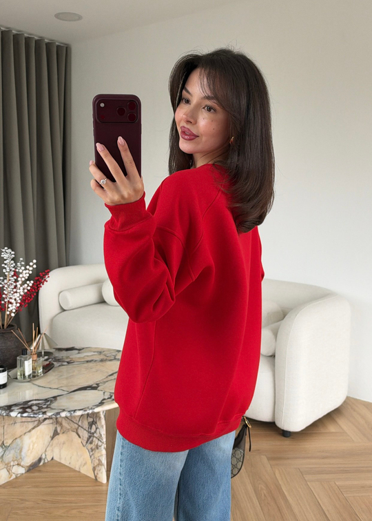 Şardonlu Basic Sweat KIRMIZI