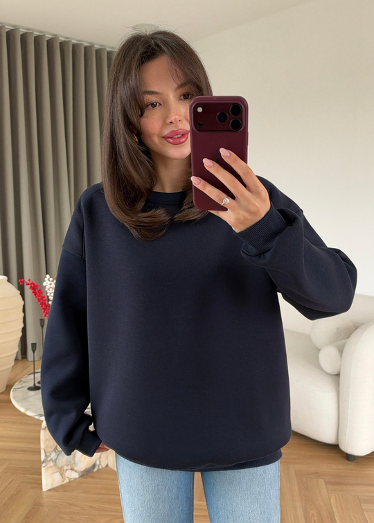 Şardonlu Basic Sweat LACİVERT