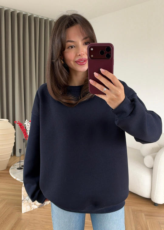 Şardonlu Basic Sweat LACİVERT