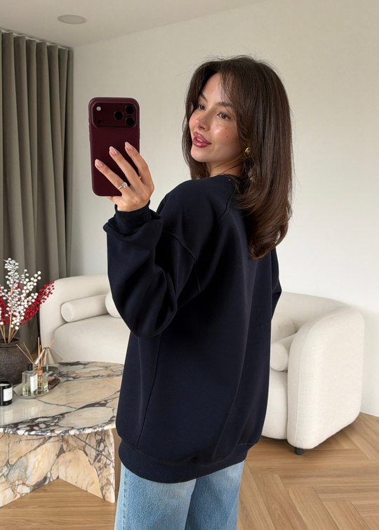 Şardonlu Basic Sweat LACİVERT