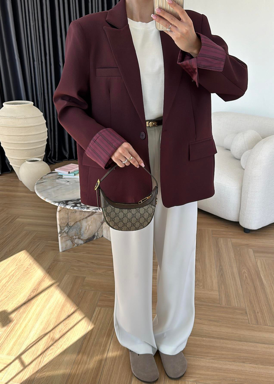 Saten Astarlı Rahat Ceket MÜRDÜM