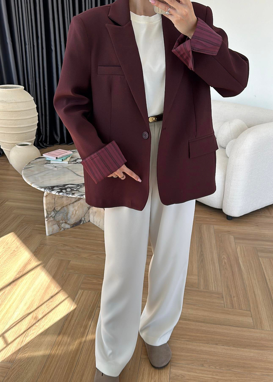 Saten Astarlı Rahat Ceket MÜRDÜM