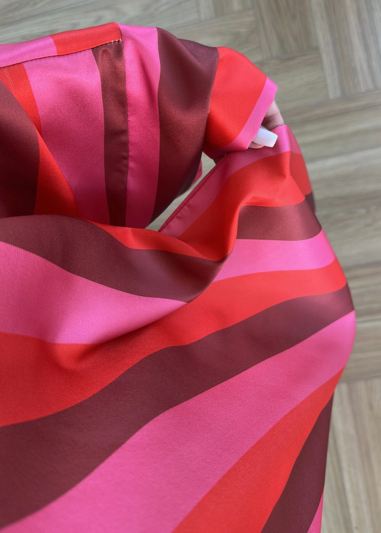 Saten Çizgili Kaftan Gömlek RENKLİ
