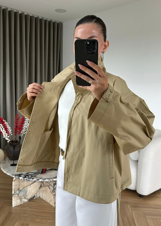 Sık Düğmeli Poplin Ceket CAMEL