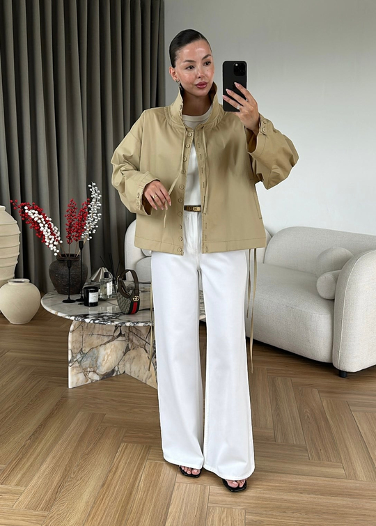 Sık Düğmeli Poplin Ceket CAMEL