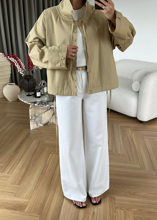 Sık Düğmeli Poplin Ceket CAMEL