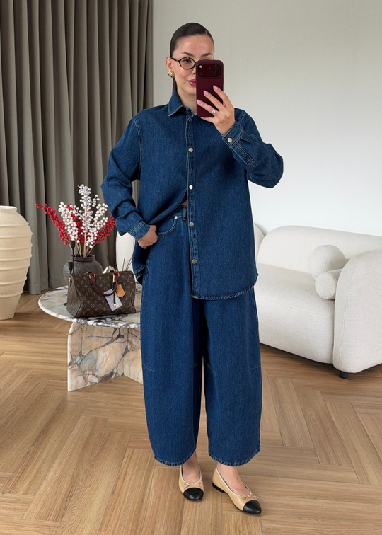 Sloucy Jeanli Denim Takım MAVİ