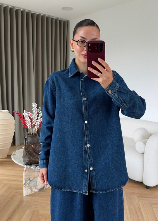 Sloucy Jeanli Denim Takım MAVİ