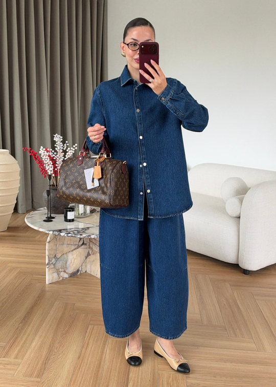 Sloucy Jeanli Denim Takım MAVİ