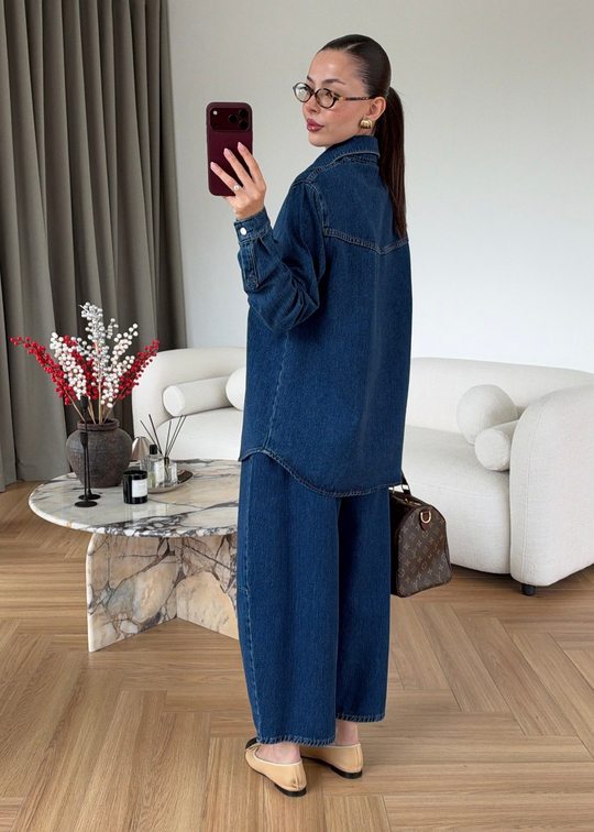 Sloucy Jeanli Denim Takım MAVİ