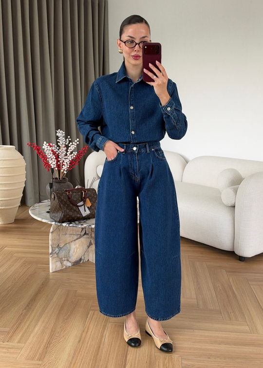 Sloucy Jeanli Denim Takım MAVİ