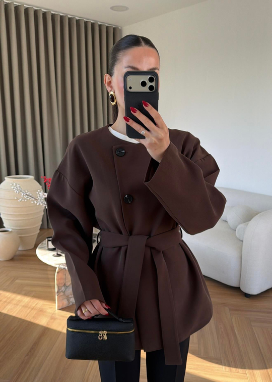 Soft Kemerli Ceket ACI KAHVE