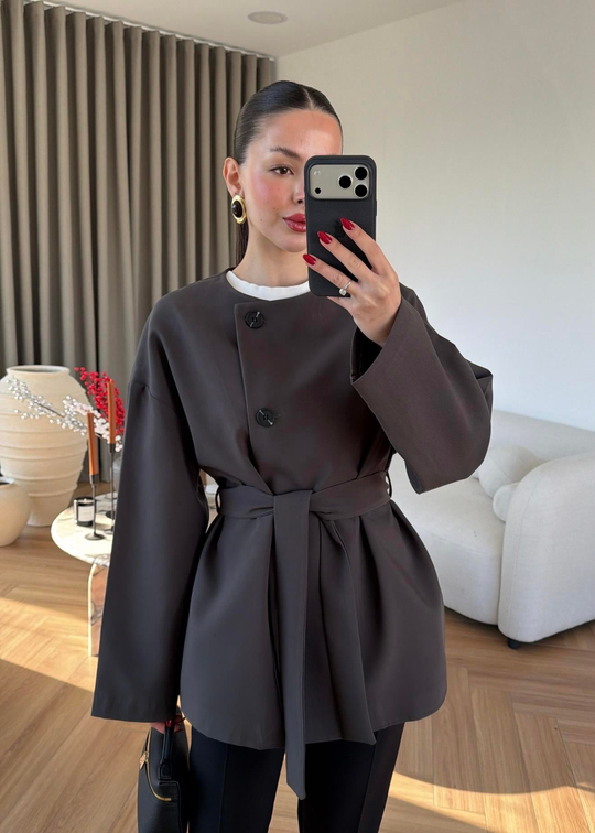 Soft Kemerli Ceket ANTRASİT