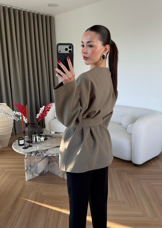 Soft Kemerli Ceket HAKİ