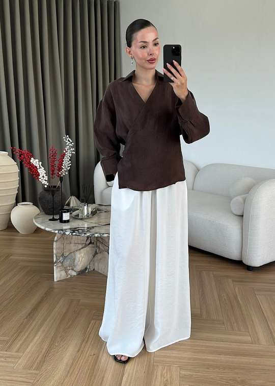 Sorelle Tensel Bağlamalı Gömlek ACI KAHVE