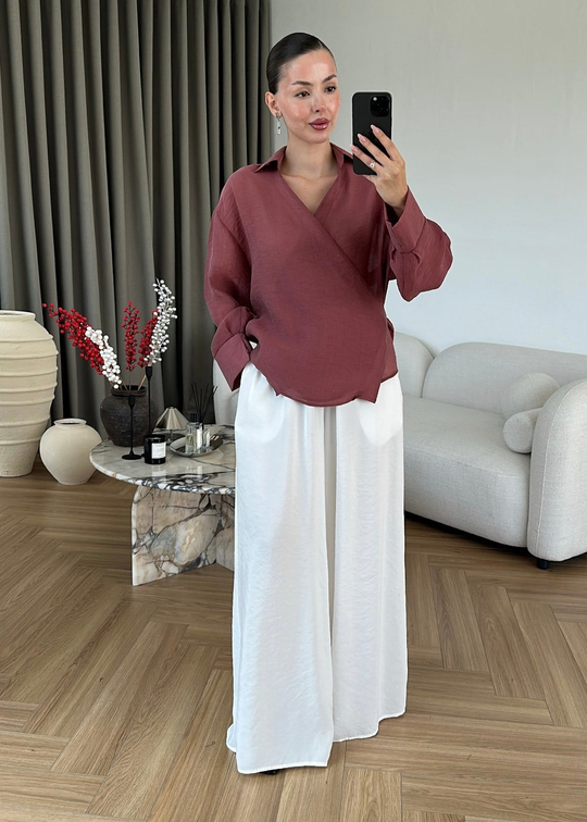 Sorelle Tensel Bağlamalı Gömlek GÜL KURUSU