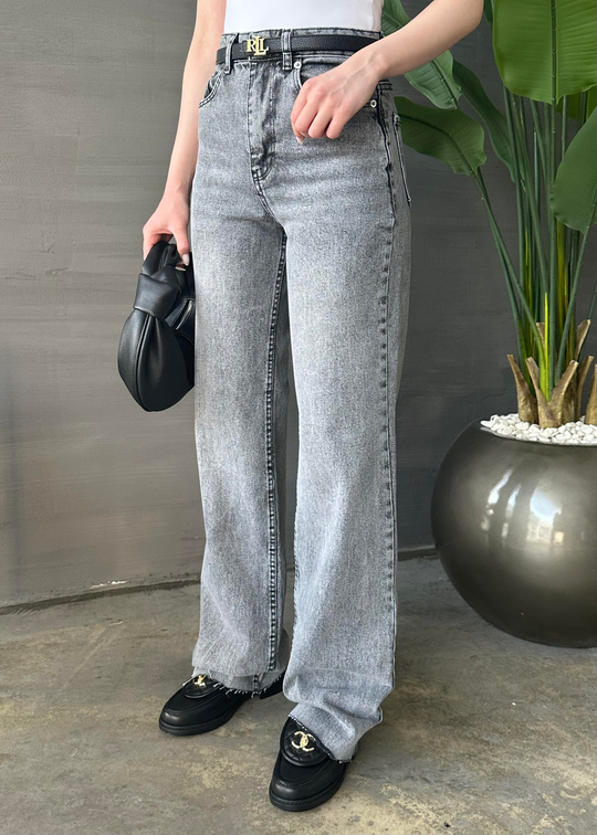 Straight Fit Palazzo Jean GRİ
