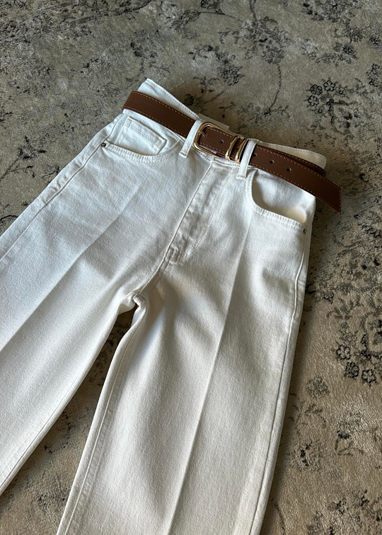 Straight Taba Kemerli Jean KREM