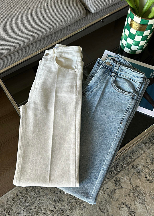 Straight Taba Kemerli Jean KREM