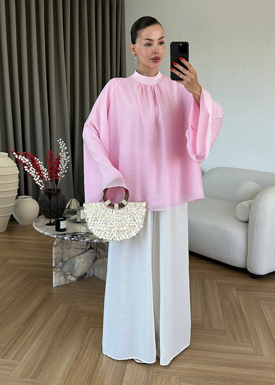 Sue Geniş Kol Gömlek ŞEKER PEMBE