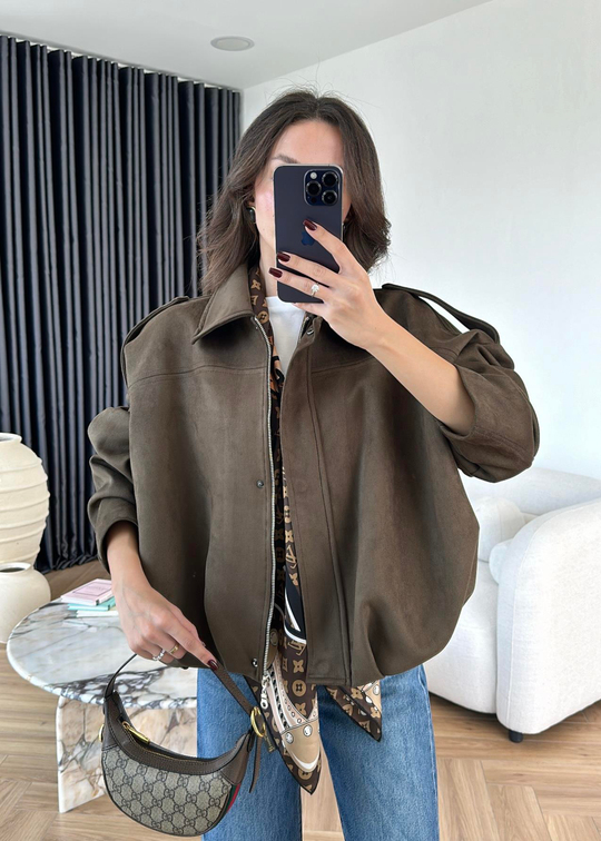 Süet Bomber Ceket HAKİ