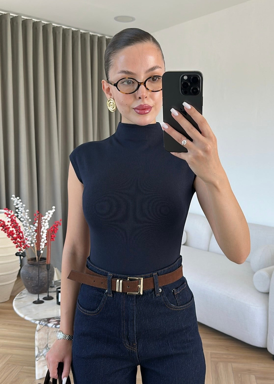 T Kol Basic Bluz LACİVERT