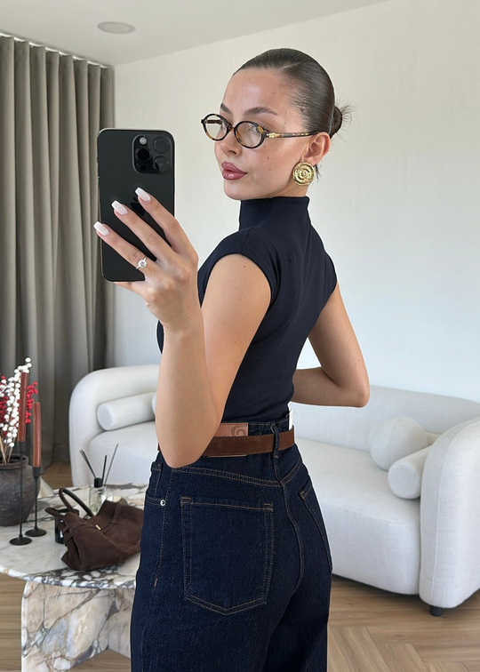 T Kol Basic Bluz LACİVERT