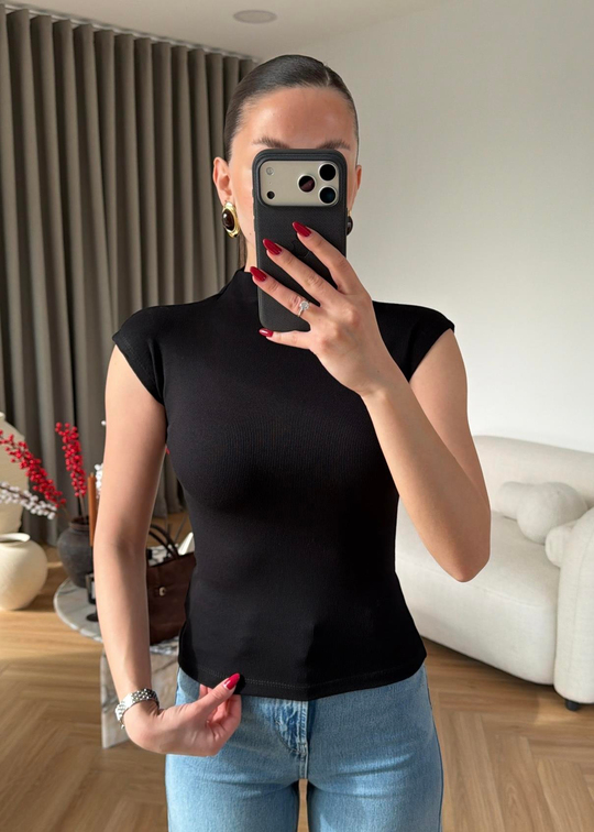 T Kol Basic Bluz SİYAH