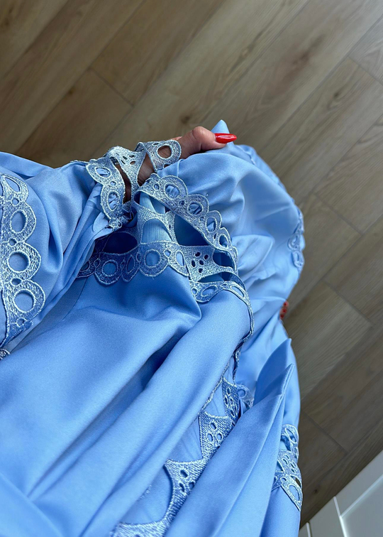 Taila Güpürlü Elbise BEBE MAVİ