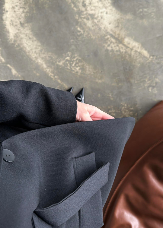 Tasarım Kemer Detaylı Blazer Ceket SİYAH