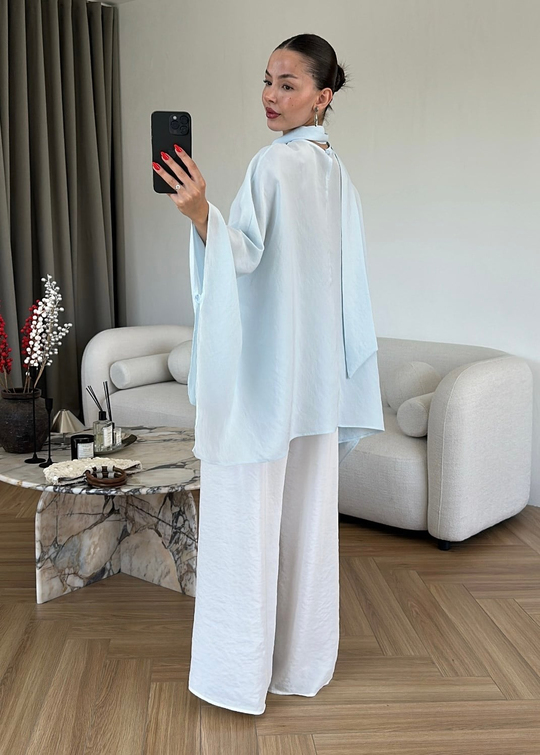 Tensel Fularlı Bluz BEBE MAVİ