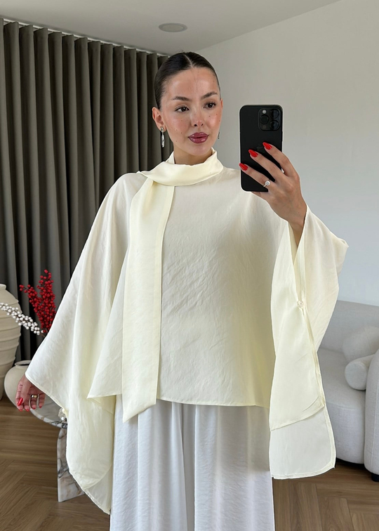 Tensel Fularlı Bluz SARI
