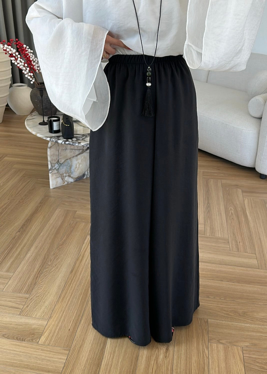 Tensel Lastikli Bol Pantolon SİYAH