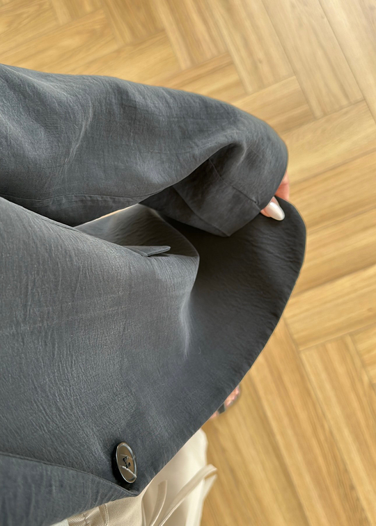 Tensel Vatkalı Oversize Ceket SİYAH