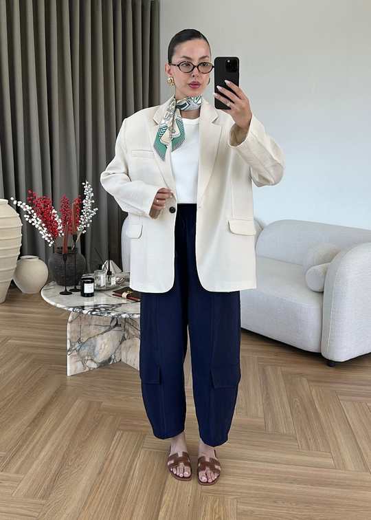 Tensel Vatkalı Oversize Ceket TAŞ