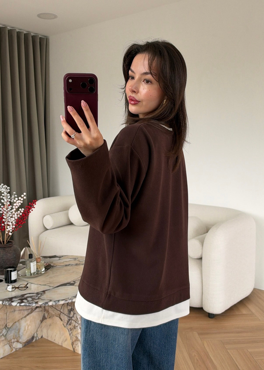 Tişört Detaylı Sweat ACI KAHVE
