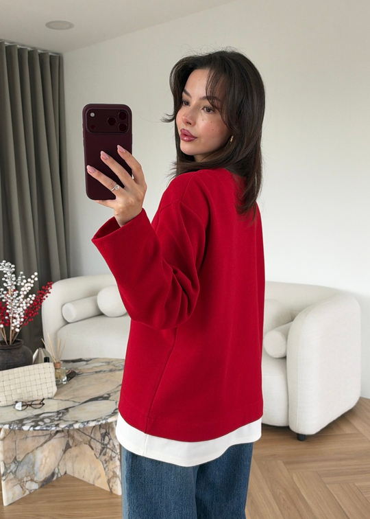 Tişört Detaylı Sweat KIRMIZI