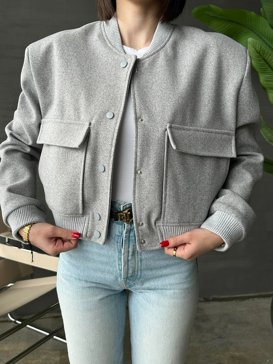 Torba Cepli Kaşe Ceket GRİ