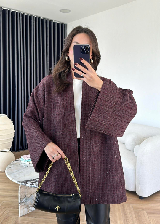Tüvit Pullu Kimono BORDO