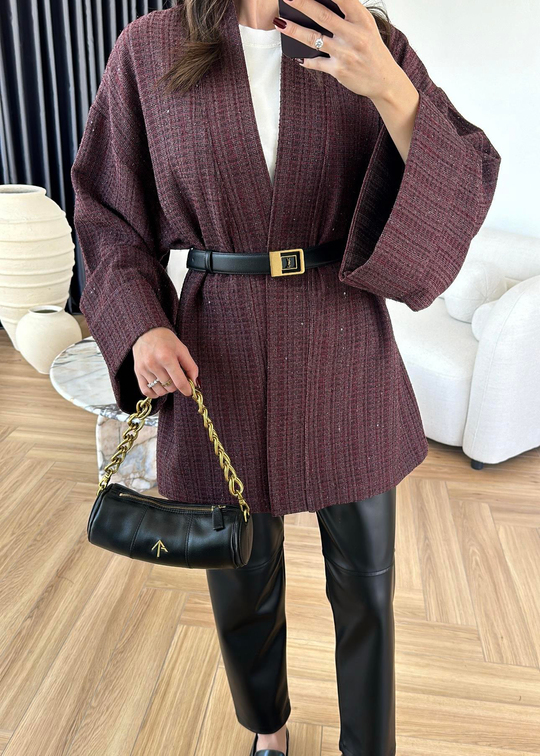 Tüvit Pullu Kimono BORDO