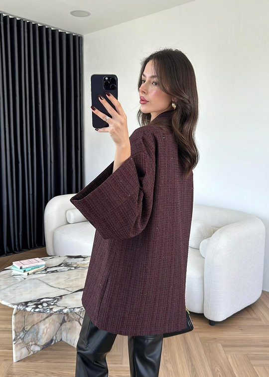 Tüvit Pullu Kimono BORDO