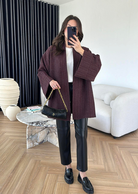 Tüvit Pullu Kimono BORDO