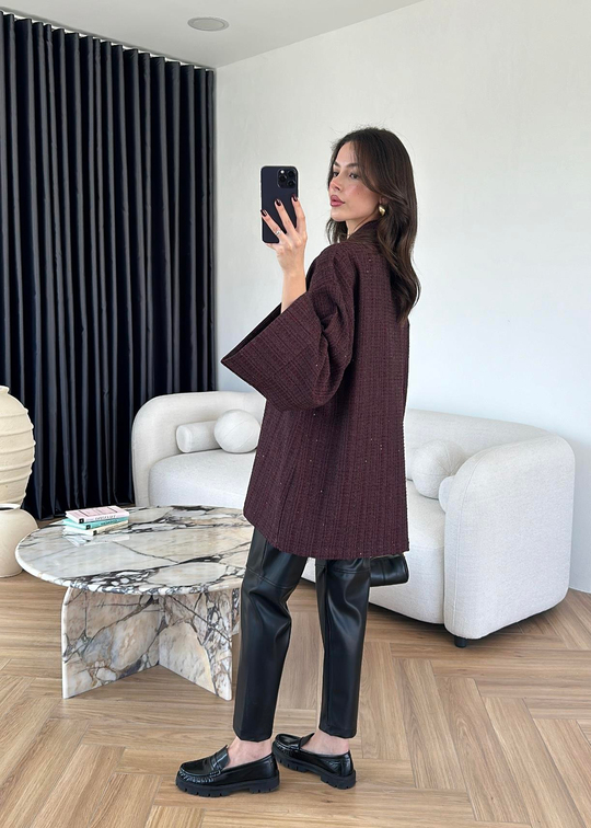 Tüvit Pullu Kimono BORDO
