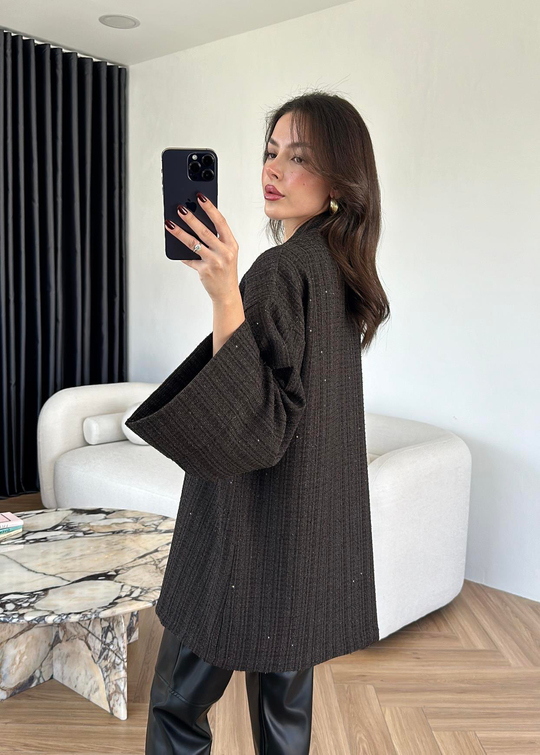 Tüvit Pullu Kimono KAHVE