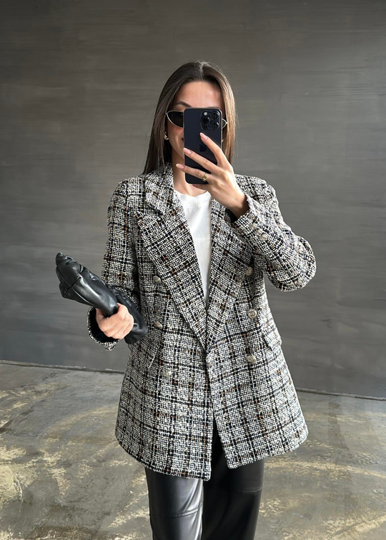 Tüvit Sim Geçişli Blazer EKRU