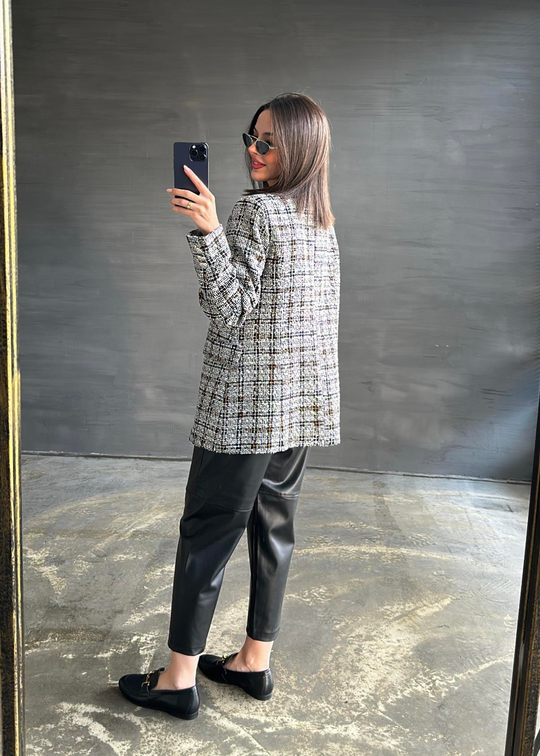 Tüvit Sim Geçişli Blazer EKRU
