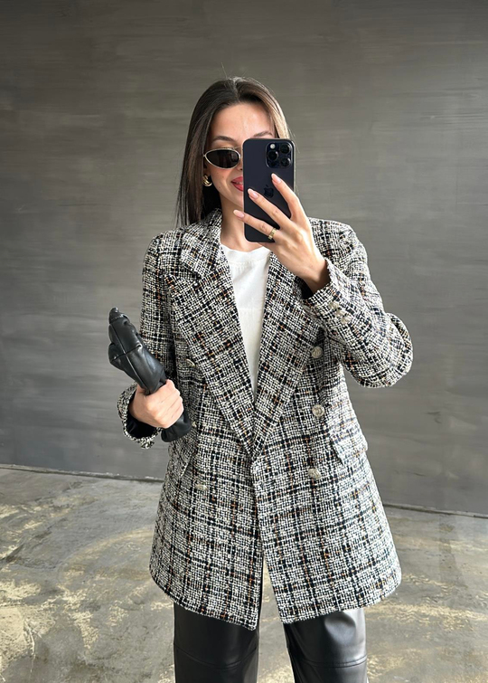 Tüvit Sim Geçişli Blazer EKRU